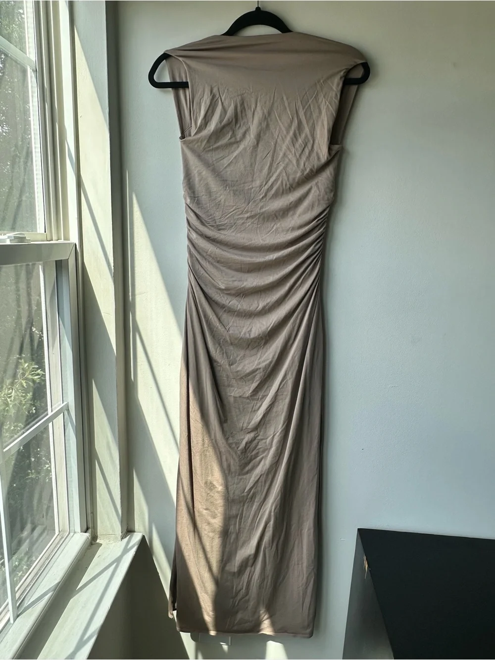 Abercrombie & Fitch Square neck Maxi Dress in Beige Size Small MSRP $100